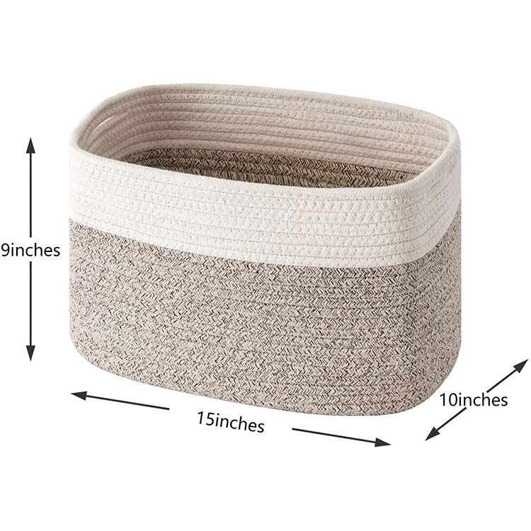 Set of 3 Woven Storage Basket - Large Cotton Rope Basket with durable Handles  Foldable Laundry Hamper