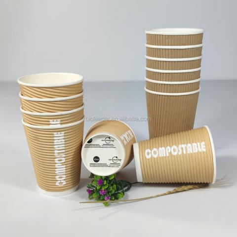 Disposable Custom Made Logo Printed PLA Paper Coffee Cups
